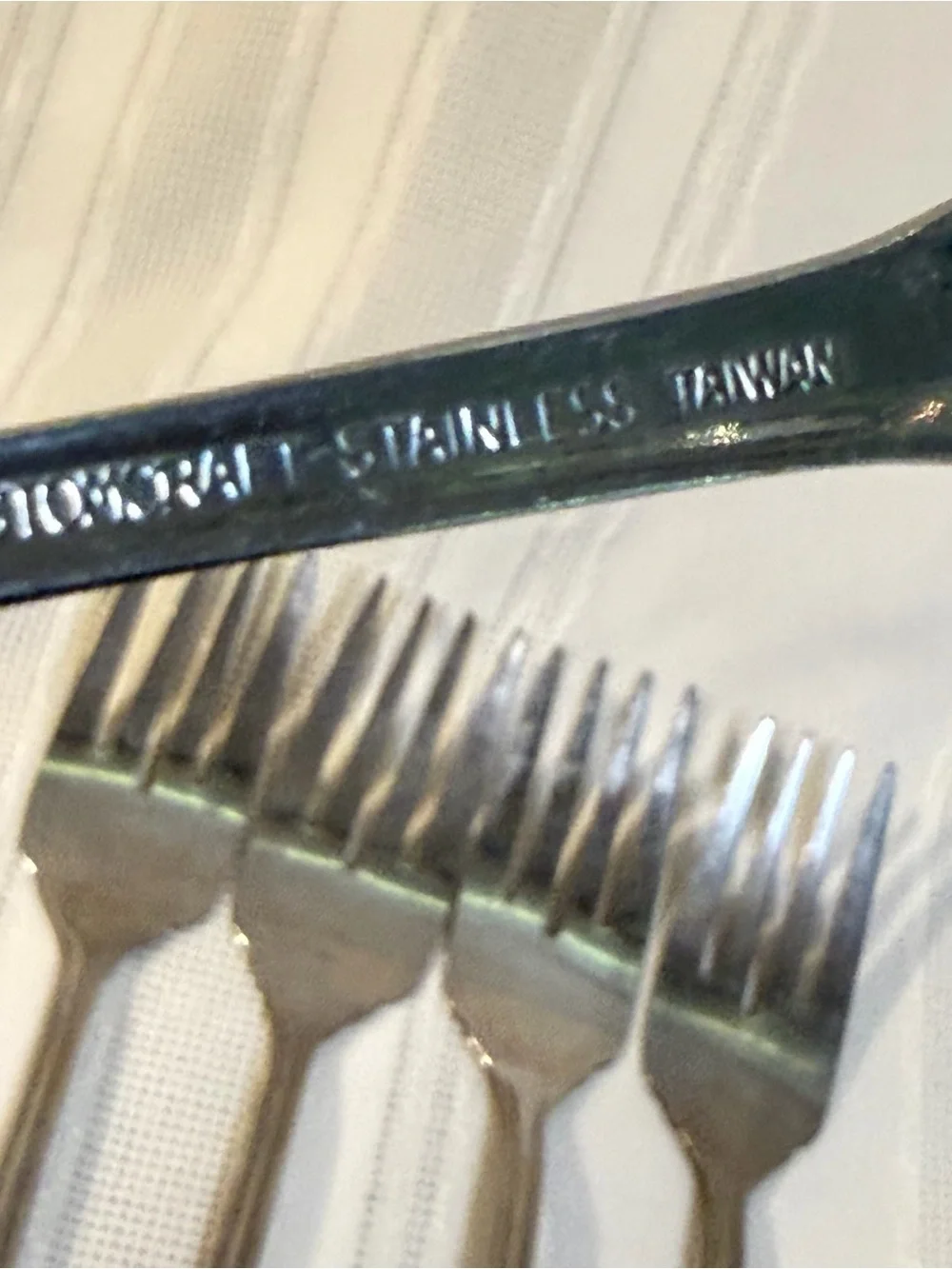 Monogram “B” 5 Salad Forks VTG Customcraft Stainless Flatware Set Made In Korea